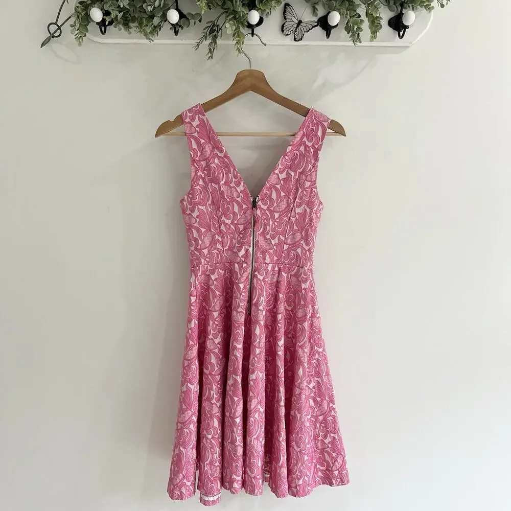Maeve Anthropologie Fit n Flare Pink Floral Dress Size 2 Sleeveless VV2794 - Picture 2 of 3